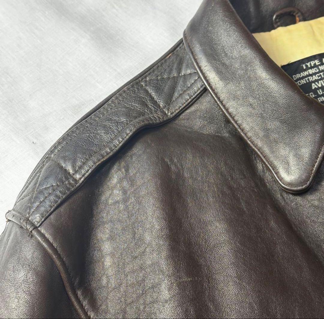 【胸タグ】アヴィレックス A-2 フライト レザージャケット ダークブ