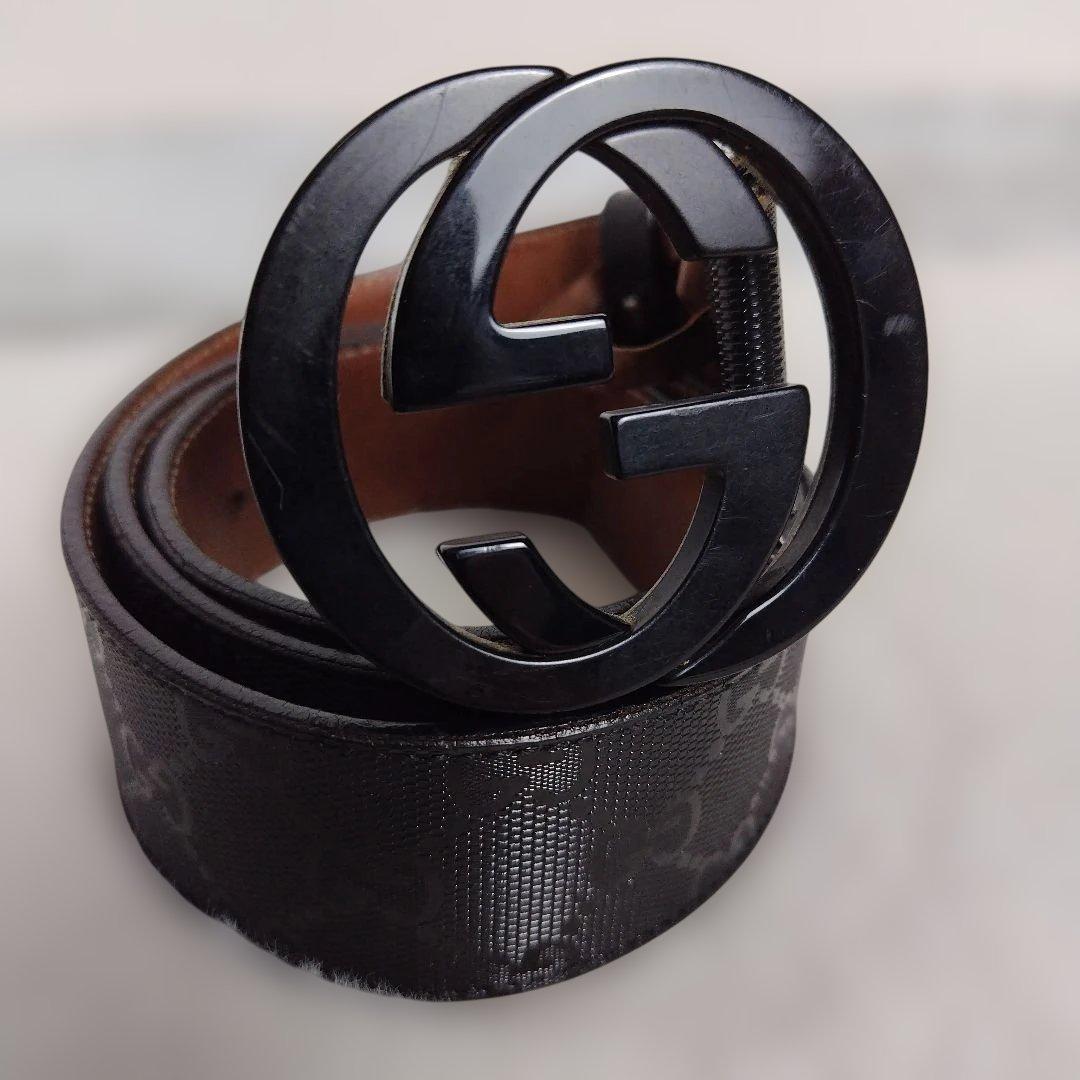 ✨美品✨GUCCI グッチ ベルト インターロッキング GG デカロゴ 黒