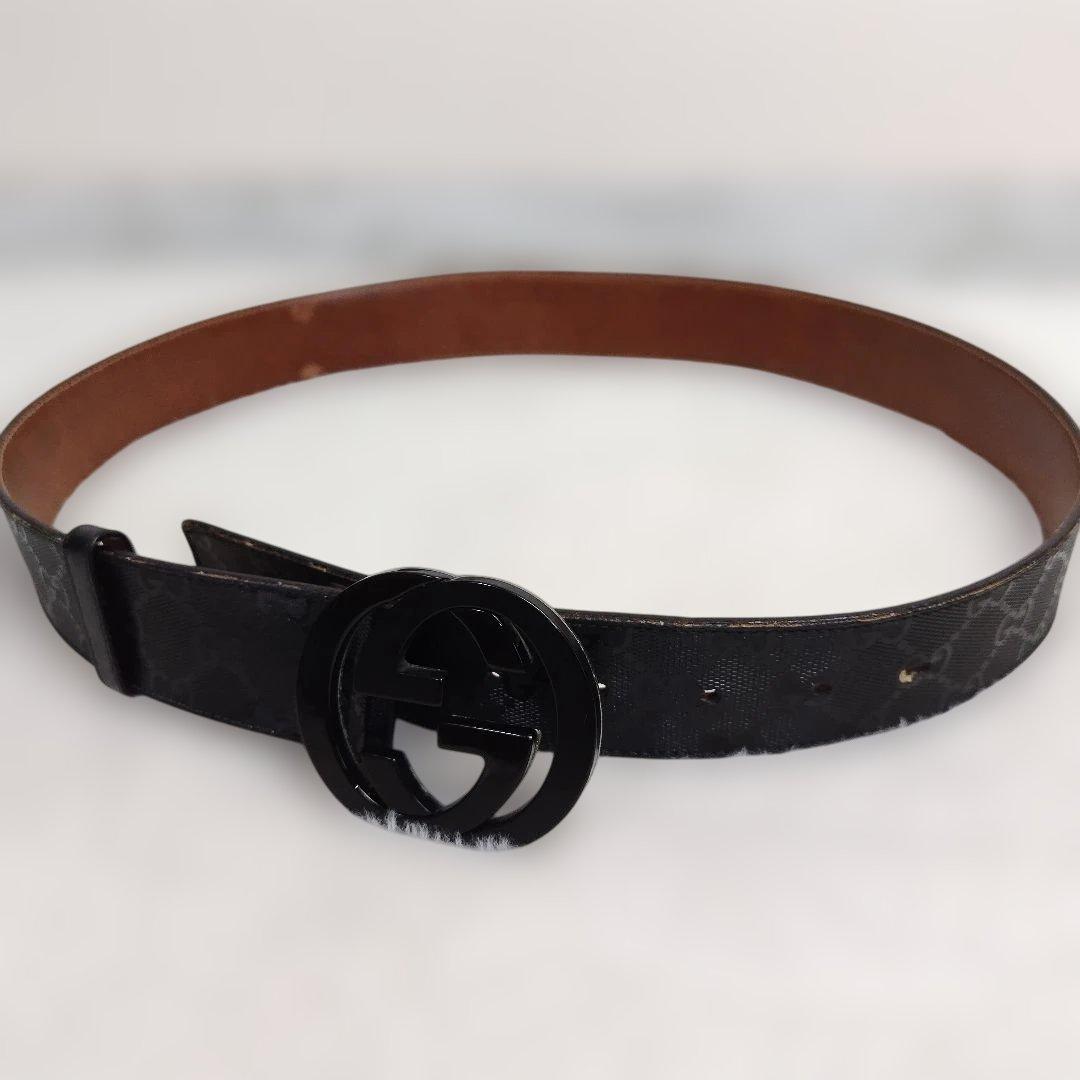 ✨美品✨GUCCI グッチ ベルト インターロッキング GG デカロゴ 黒