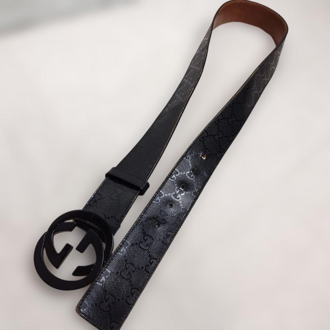 ✨美品✨GUCCI グッチ ベルト インターロッキング GG デカロゴ 黒