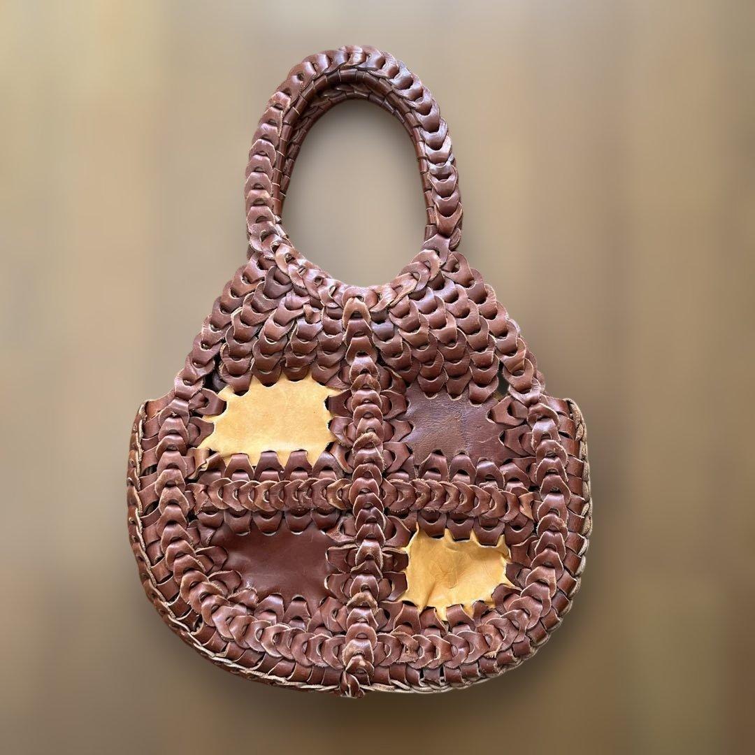 ７０Ｓ　レザーバッグ　ビンテージ　ハンドメイド