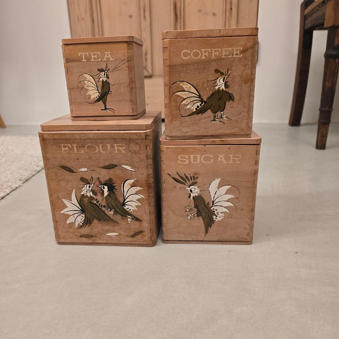 木製キャニスター　4個セット　ヴィンテージ　アンティーク