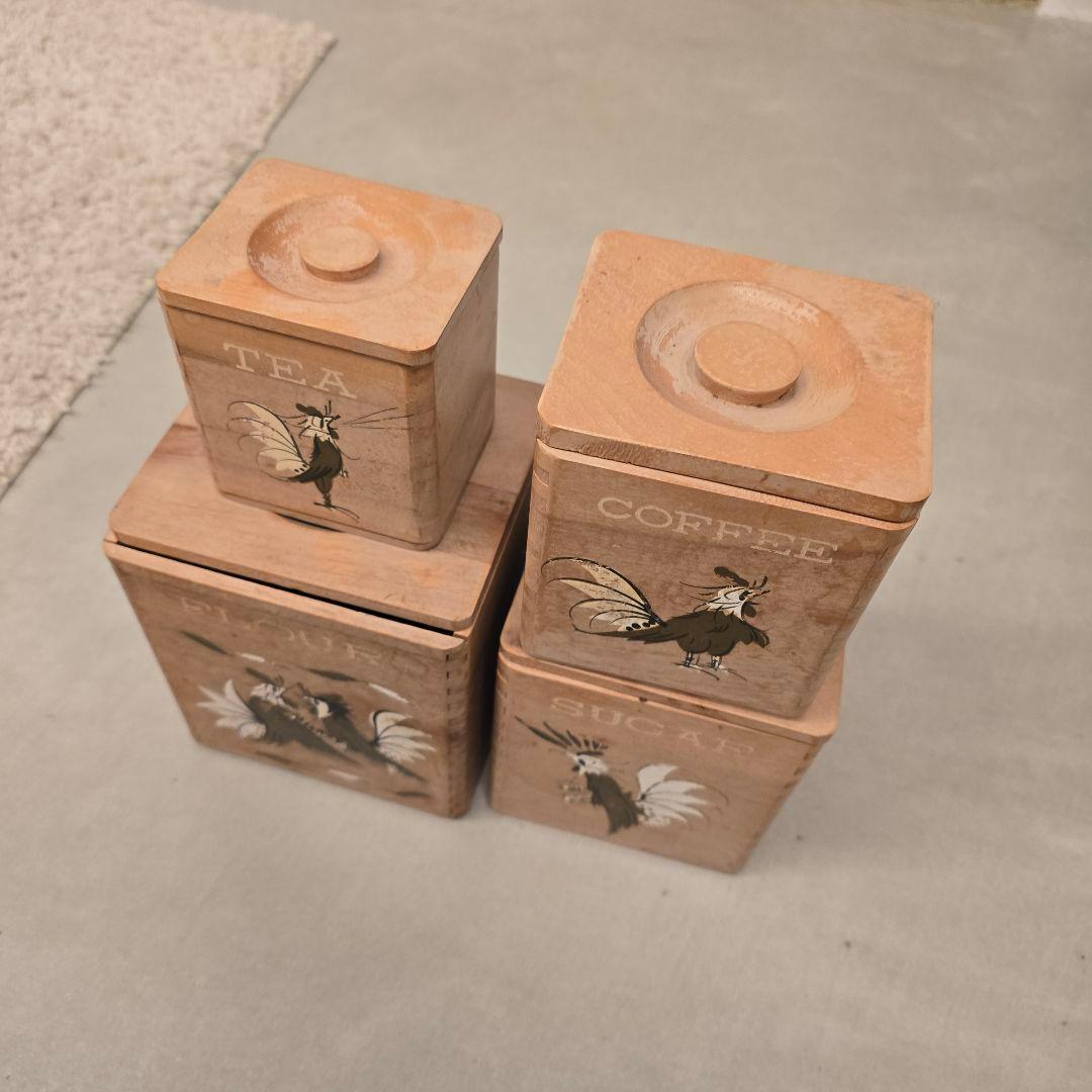 木製キャニスター　4個セット　ヴィンテージ　アンティーク