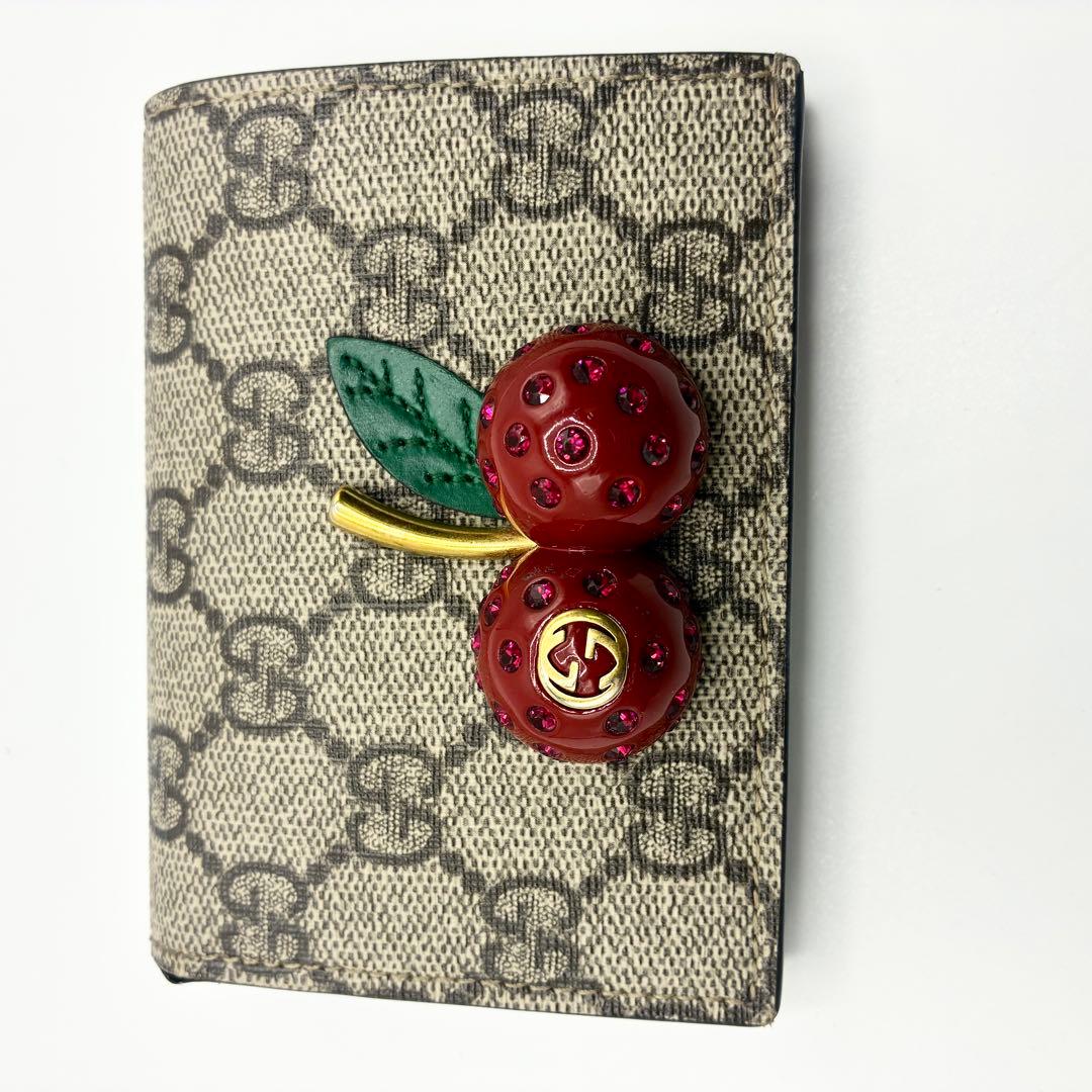 グッチ GGスプリーム 折り財布 さくらんぼ インターロッキング　チェリー