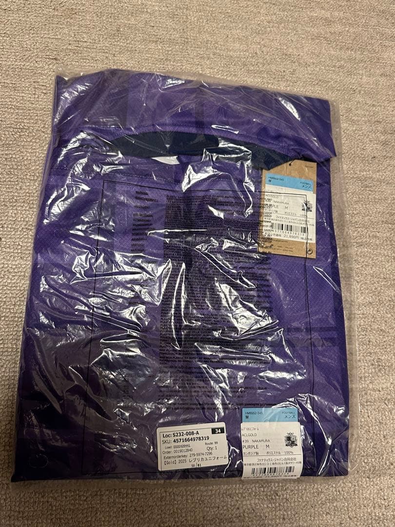 中村草太 背番号39 サンフレッチェ広島ACL限定ユニフォーム　ゴールド