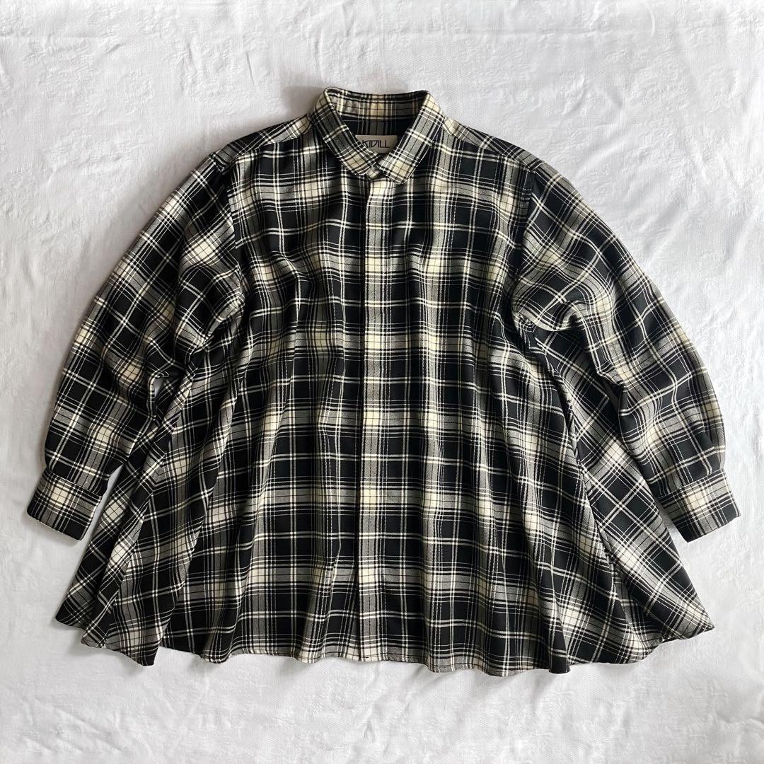 KIDILL Aライン ウール チェックシャツ　オンブレチェック
