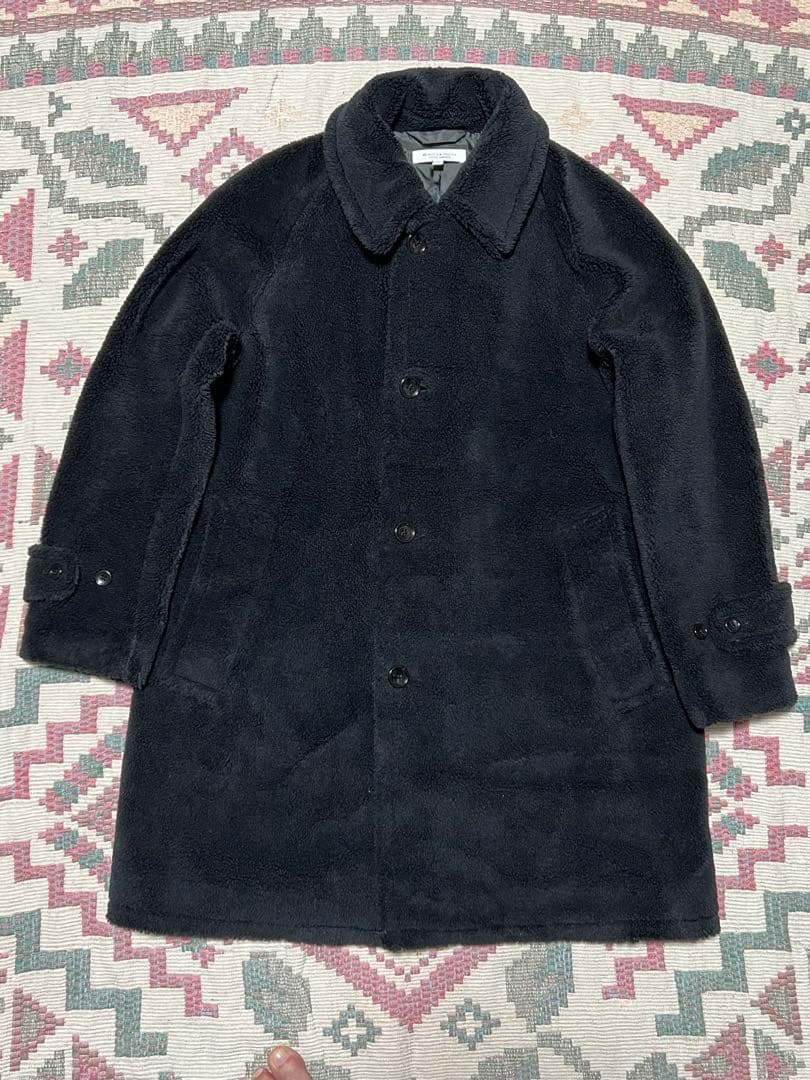 美品 ユナイテッドアローズ 黒 ボアフリース ステンカラーコートLサイズ