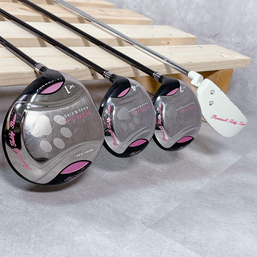 T139 左 希少 ルーズベルトテディベア ゴルフクラブ レディース フルセット