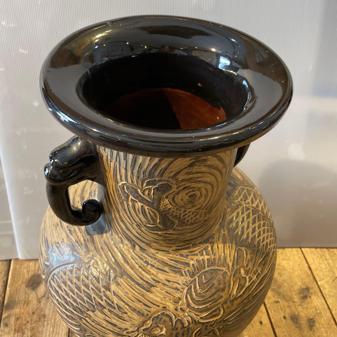 志がらき焼　飾り壺・双耳壺・花器・インテリア・大きいサイズ