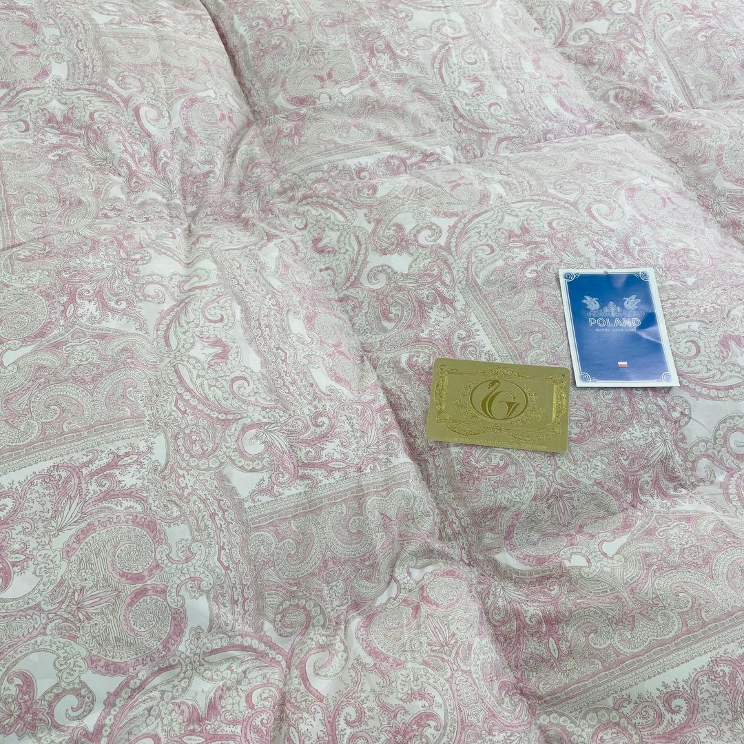 羽毛布団 ダブル ポーランド産ホワイトマザーグース 軽量生地 25738ピンク