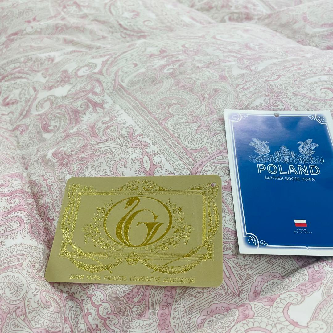 羽毛布団 ダブル ポーランド産ホワイトマザーグース 軽量生地 25738ピンク