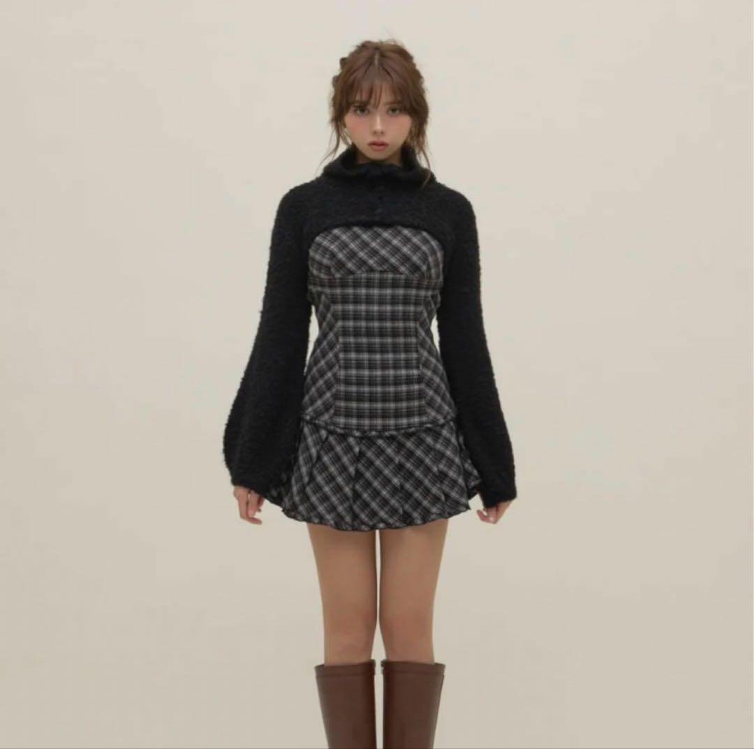 ワンピース andmary Lulu check set mini dress black