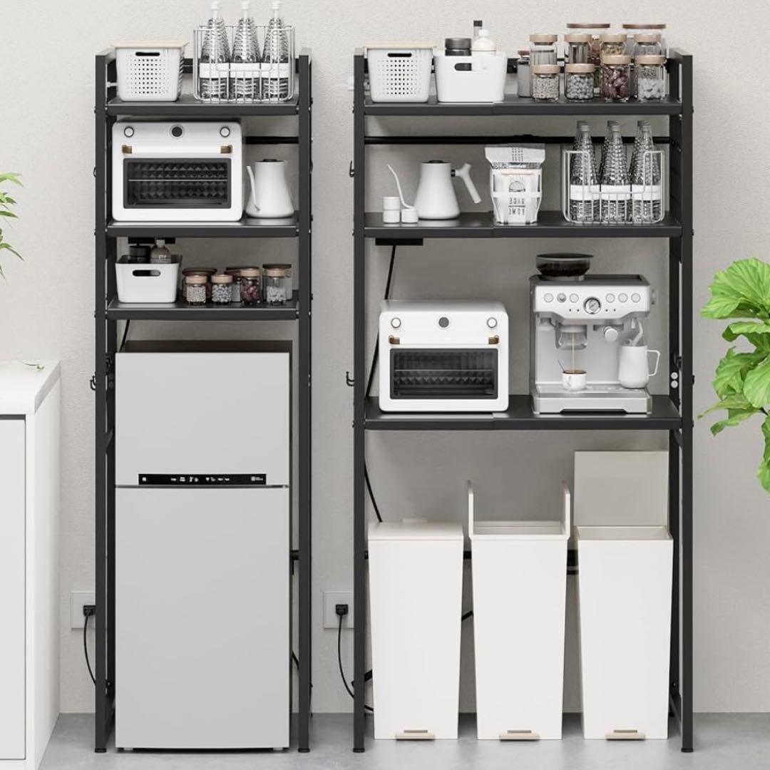 TKUIN ゴミ箱上ラック 3段 高さ調整可 多機能 伸縮 キッチンラック 収納