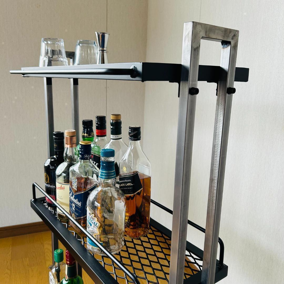 アイアンバーワゴン インダストリアル　ウィスキーラック　重厚溶接