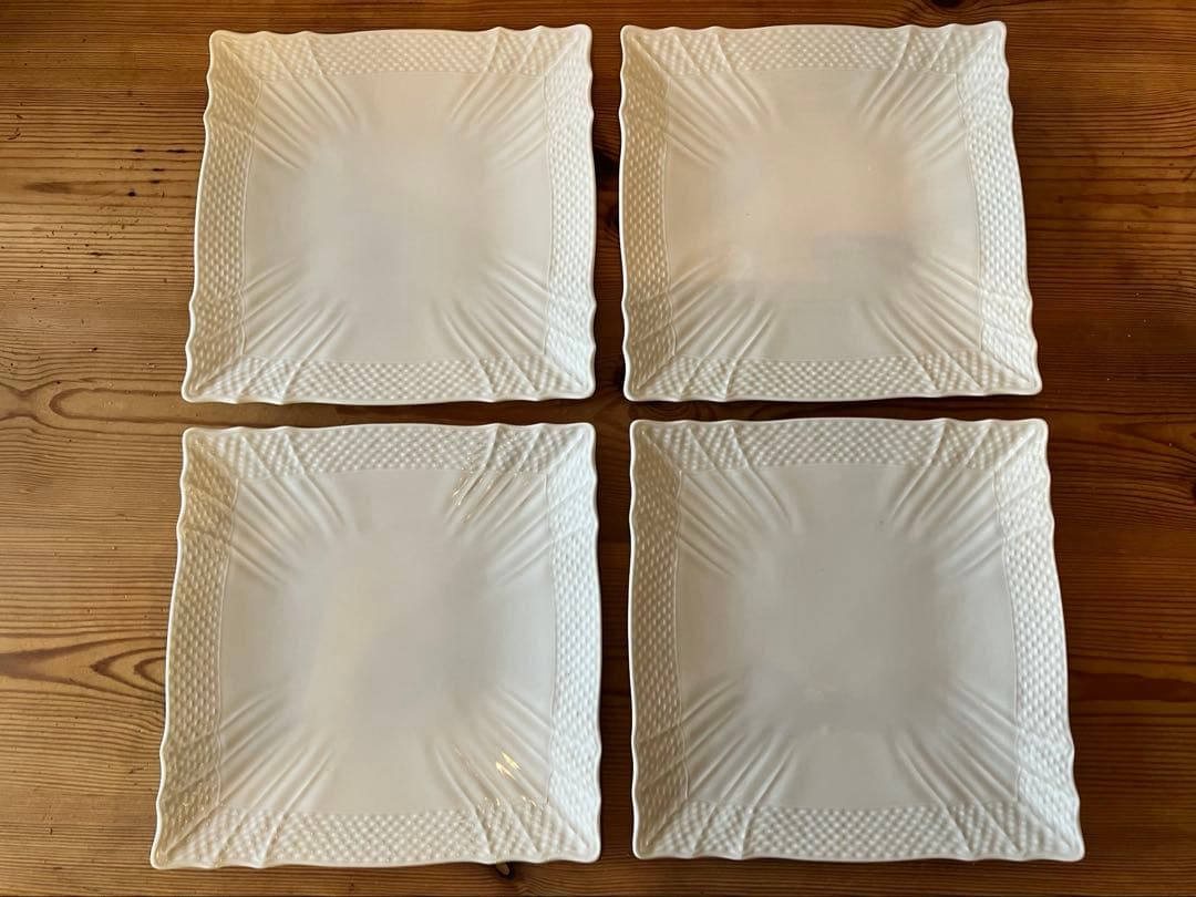 ジノリ ベッキオホワイト22.5スクエアプレート×4