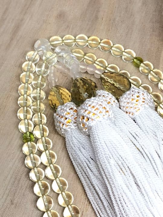 全宗派共通✳︎本式念珠108珠✳︎レモンクォーツ・ペリドット
