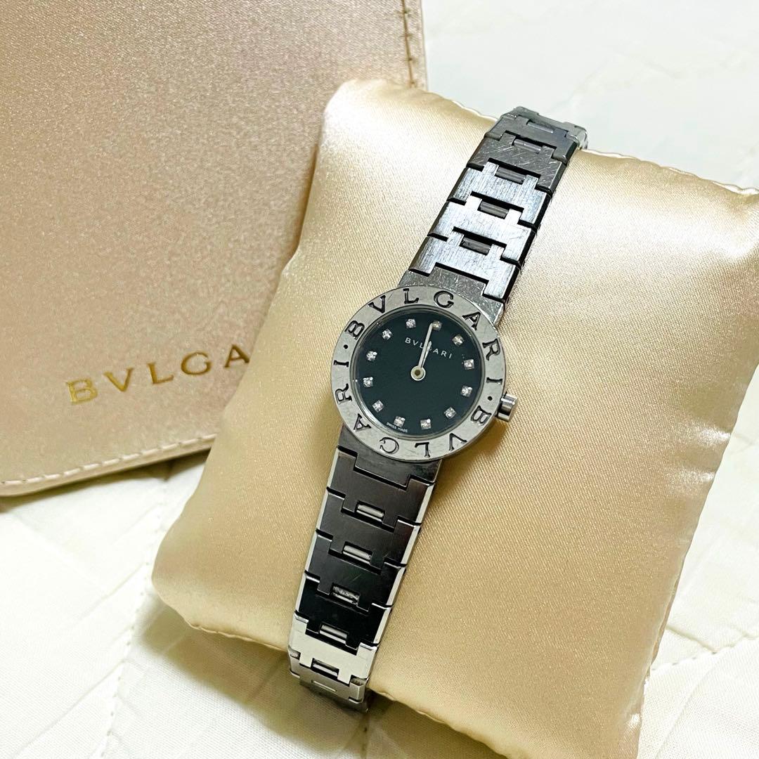 定番✨ブルガリ♡腕時計　BB23SS 黒文字盤 12Pダイヤ　ケース　ショッパー