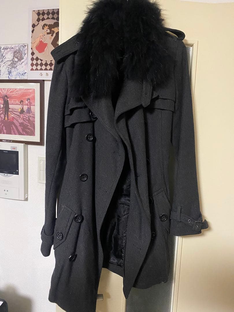 Xfrm ファー付きトレンチコート グレー