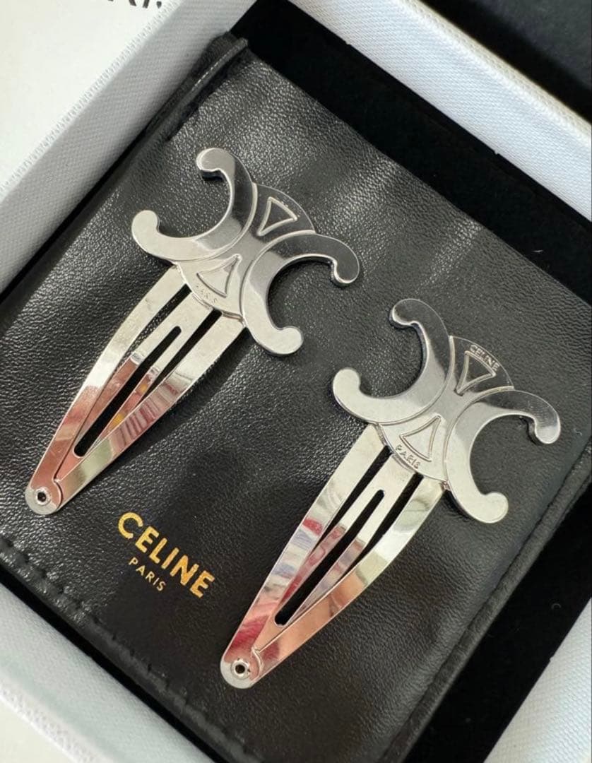 CELINE シルバー ヘアクリップ 2個セット
