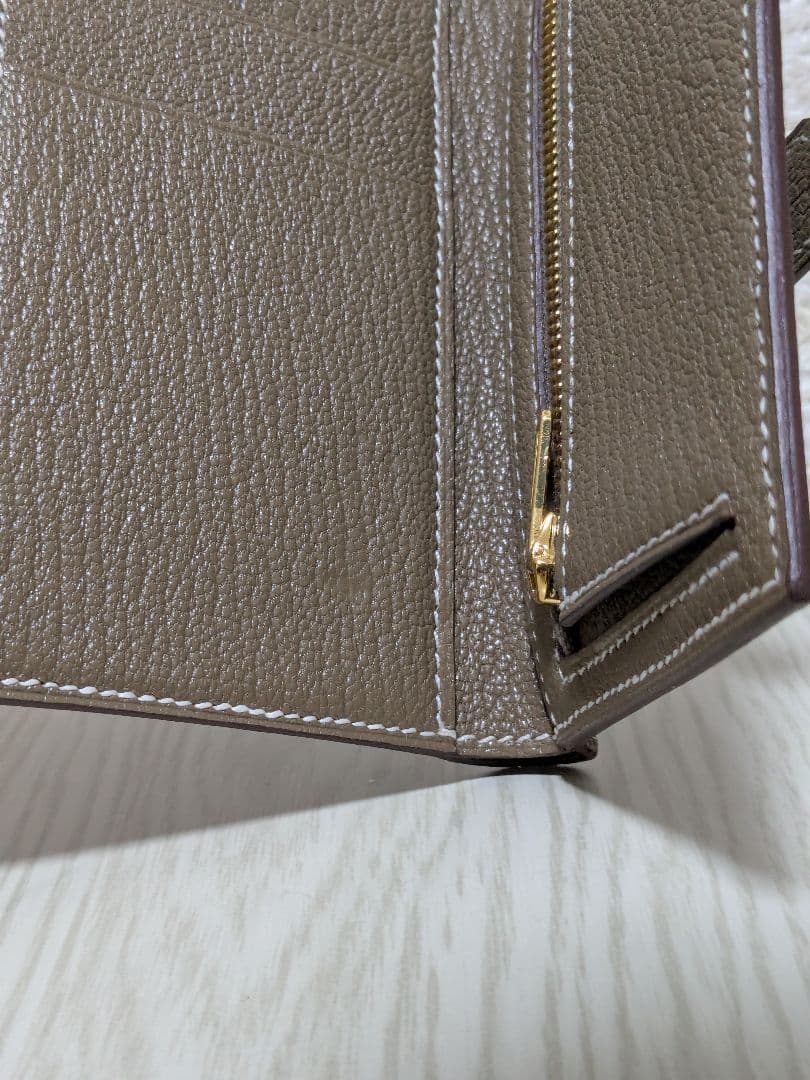 HERMES ベアン コンビネ シェーブルエトゥープ ゴールド金具 B刻印