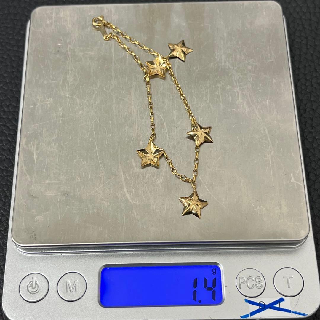 (B020601)K18 YG ブレスレット スター 星 アクセサリー 18金