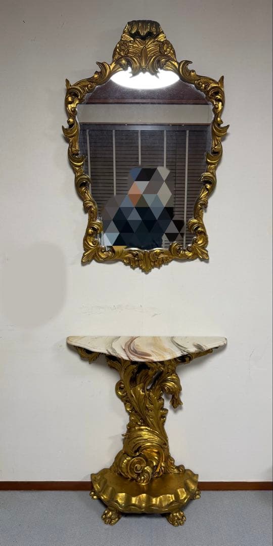 西洋アンティーク コンソール テーブル 金彩装飾 ドレッサー 台