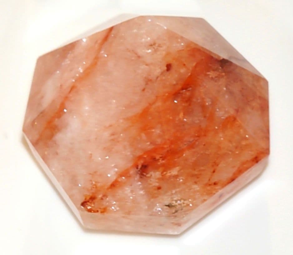 【レア✧１点物】天然石ファイヤークォーツのダイヤモンドカット大　置き物