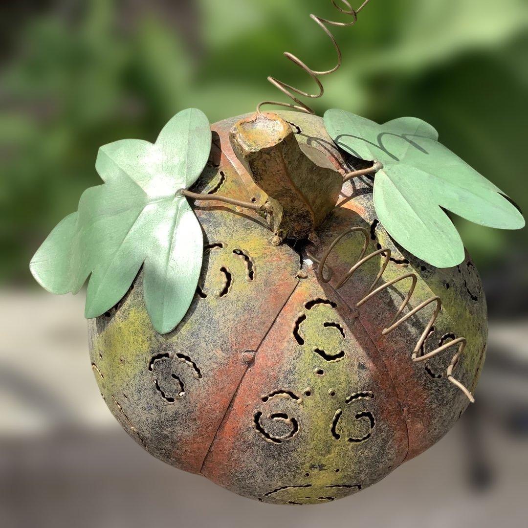 ハロウィン　ブリキパンプキン　ライトアップ　かぼちゃん　ガーデニング　飾り　置物