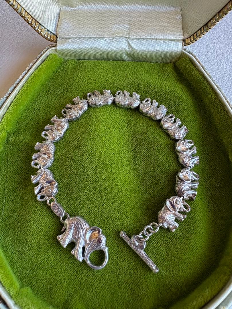 シルバーブレスレット・象・９２５・天然石・重量感