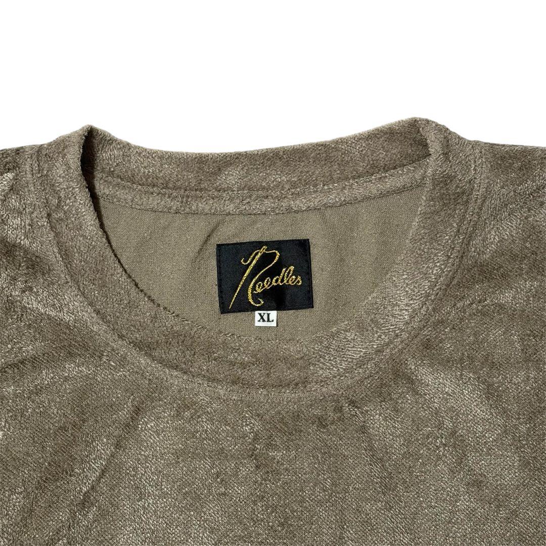 20AW ニードルズ ベロア パピヨン刺繍 ポケットTシャツ モカ XL
