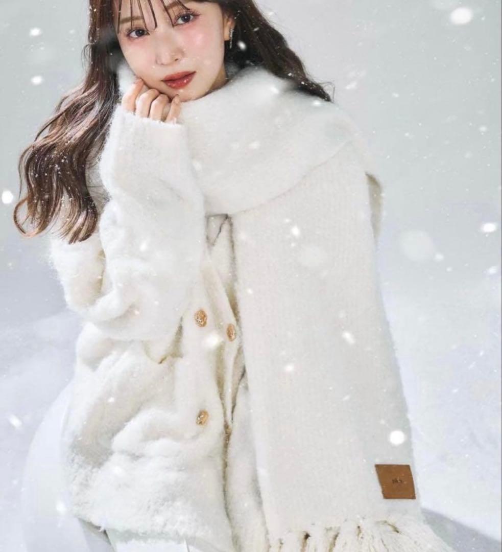 【polaura】ポローラ　マフラーセットオーバーサイズカーディガン