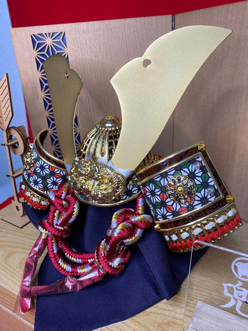 五月人形　兜飾り白木収納セット・コンパクトサイズ