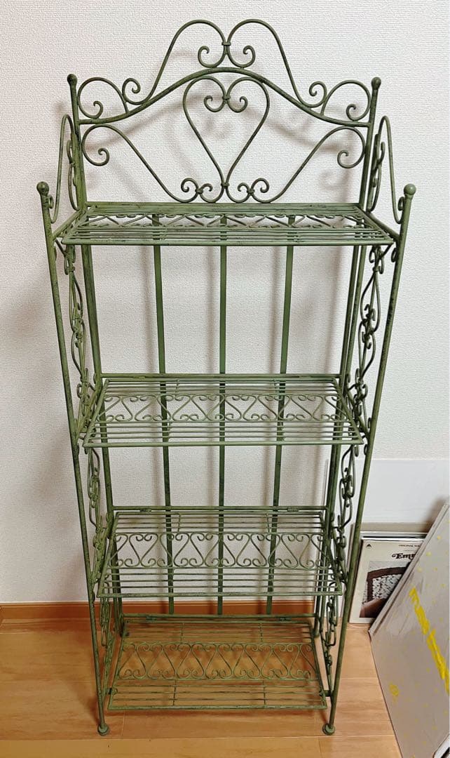 ヴィンテージ風アイアン製グリーン棚