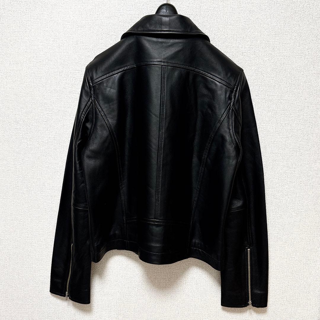 ✨美品✨もりのがっこう ラムレザー ダブルライダースジャケット ブラック
