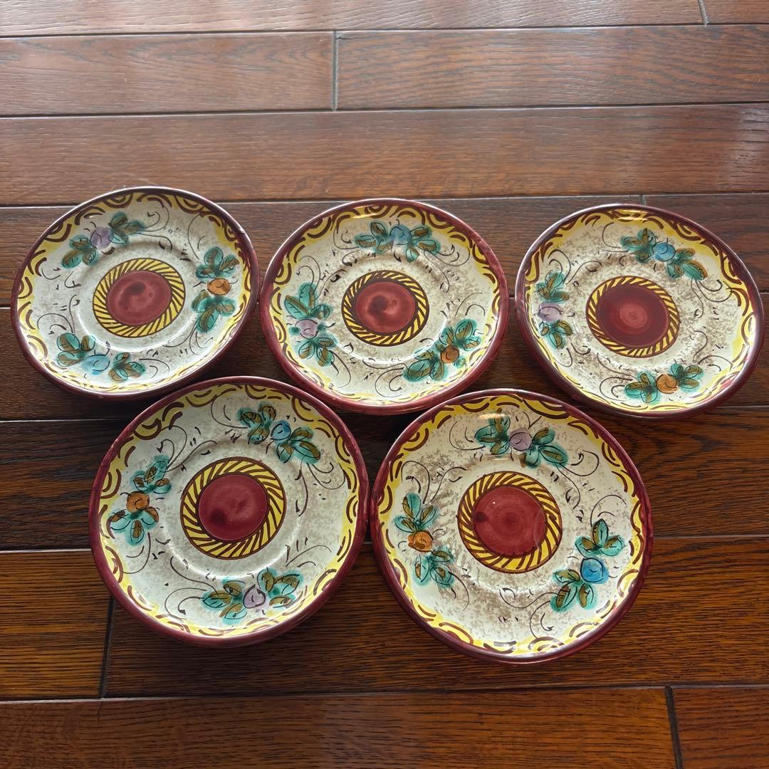 【希少】Pisapia Italy 陶器　花柄プレート6枚 カップ＆ソーサー5客