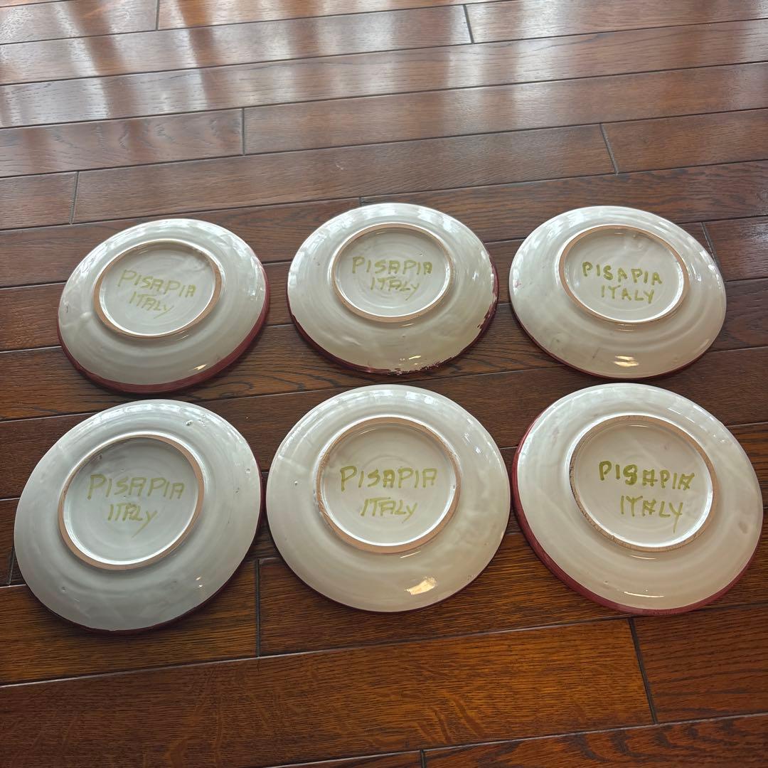 【希少】Pisapia Italy 陶器　花柄プレート6枚 カップ＆ソーサー5客