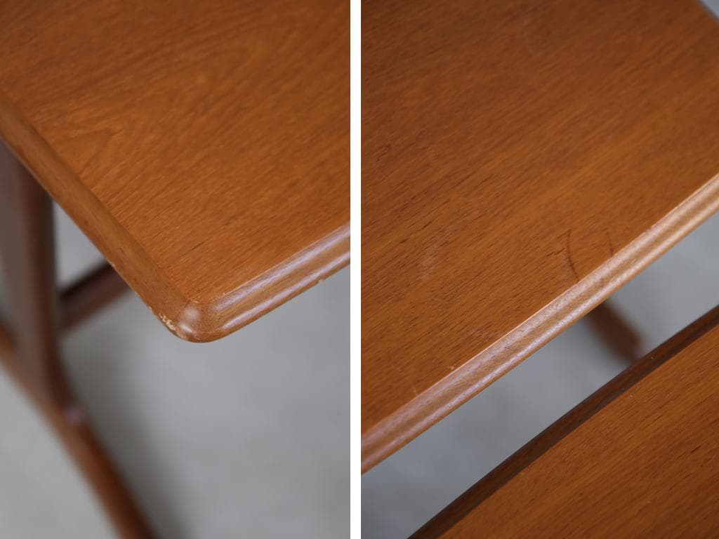 英国アンティーク木製ネストテーブル3台/収納式机/飾り棚/花台(91-107)