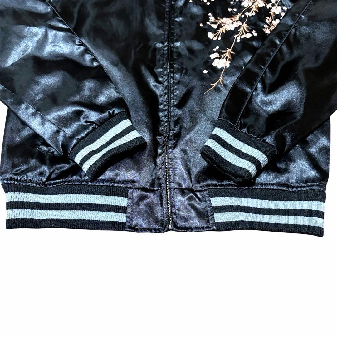 【美品】朧 枝垂れ桜 刺繍 スカジャン スーベニアジャケット 黒 Mサイズ