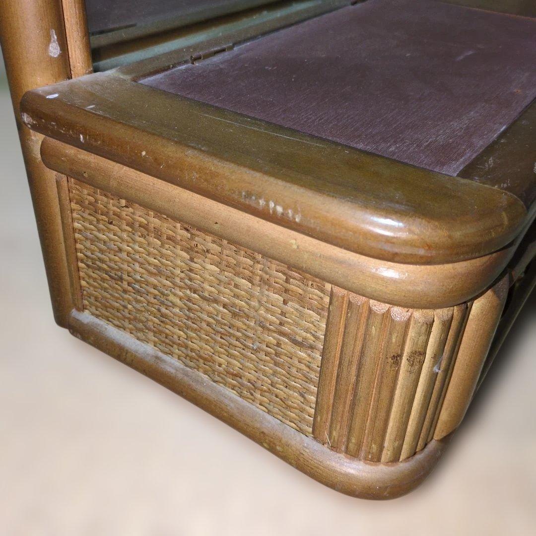 ★当時物★ラタン 鏡台 籐ドレッサー 小物入れ3個付き アンティーク