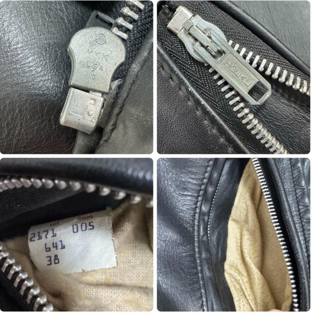 Schott ブラックレザー シングルライダースジャケット 38