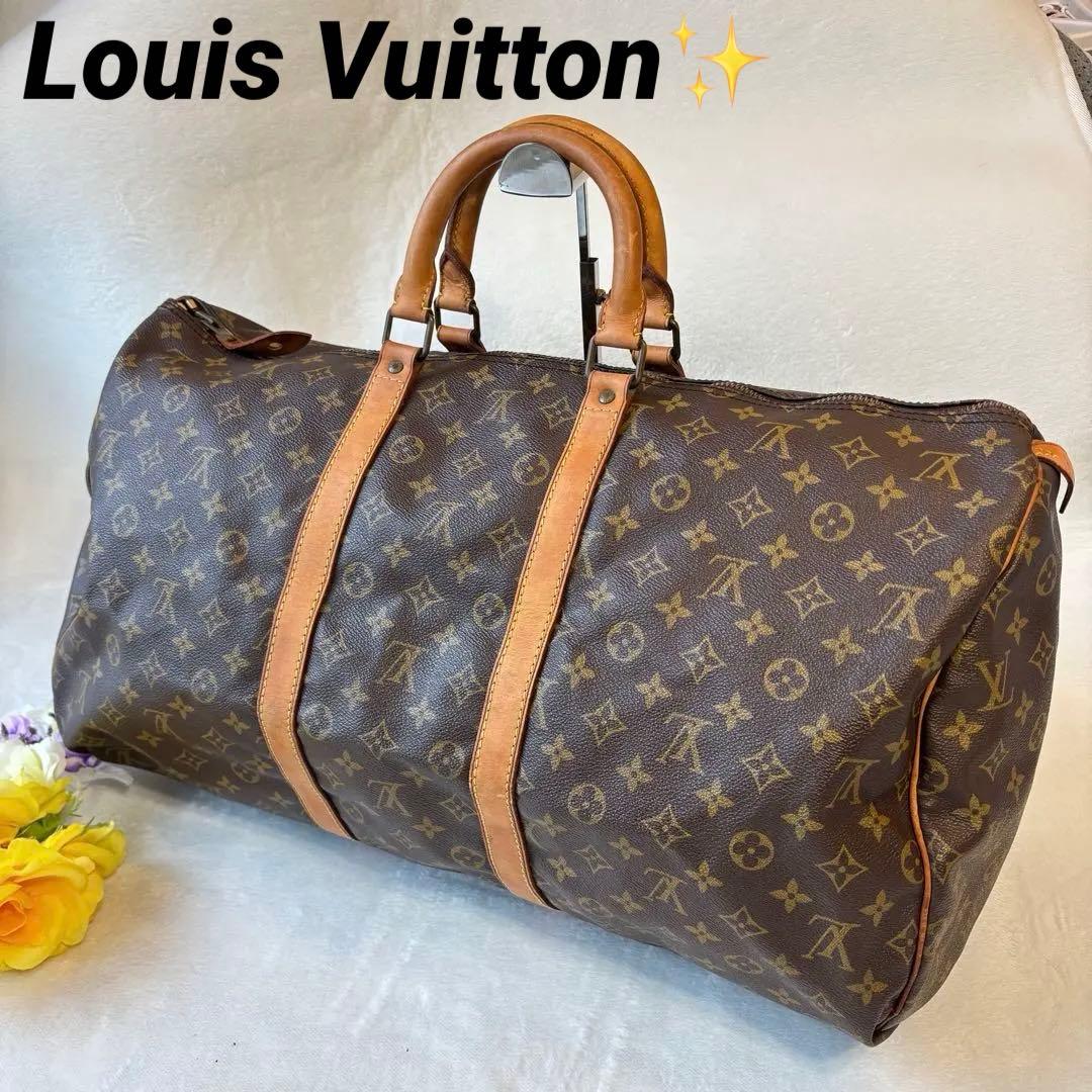 【希少✨】ルイヴィトン　ボストンバッグ　キーポル50レザー　モノグラム