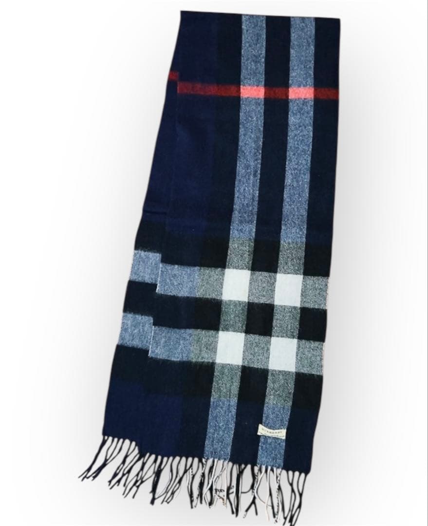 バーバリー　BURBERRY マフラー　チェック　ブルー系　男女兼用