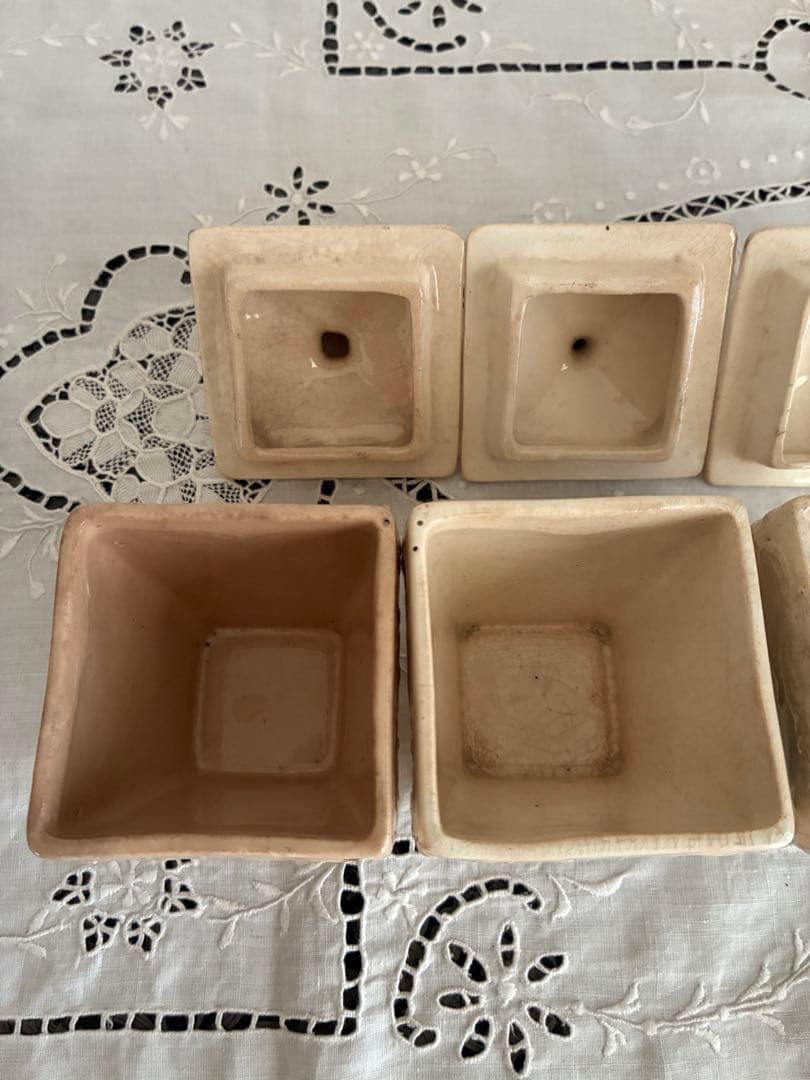 フランス　アンティーク　陶器　キャニスター　小さめ