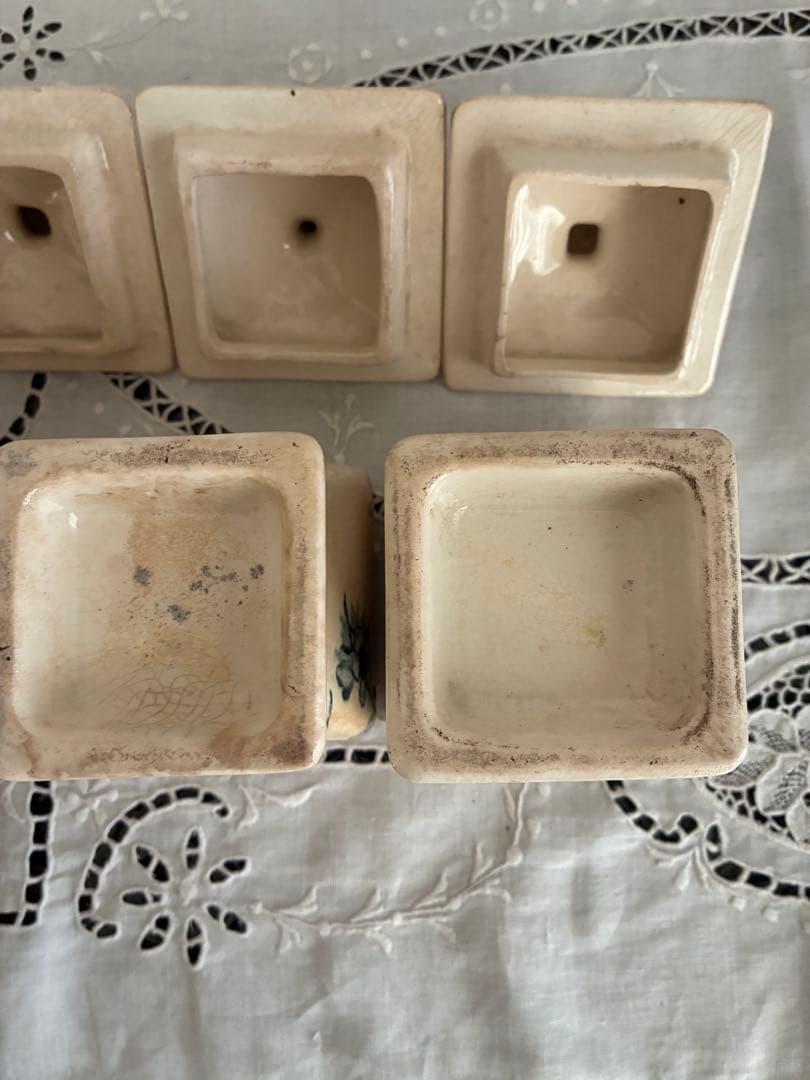 フランス　アンティーク　陶器　キャニスター　小さめ