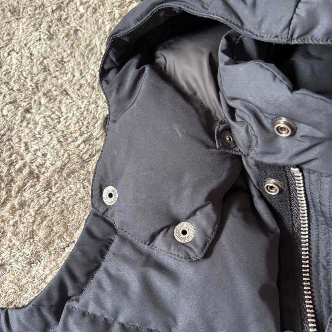 【美品✨】ポロラルフローレン　ダウンベスト　フード　レザー　ポニー刺繍　ブラック