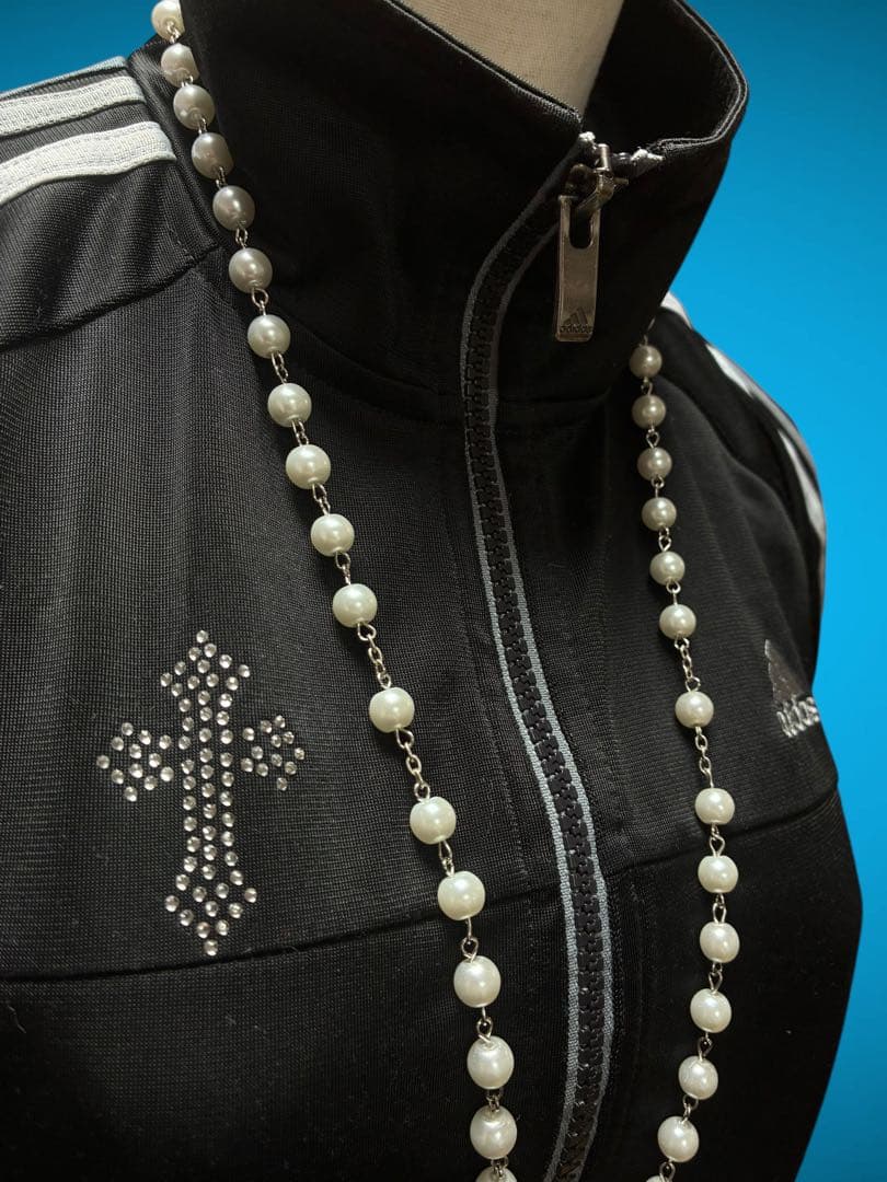 y2k十字架adidasビジュー3本線トラックジャケット古着屋パンク平成ギャル