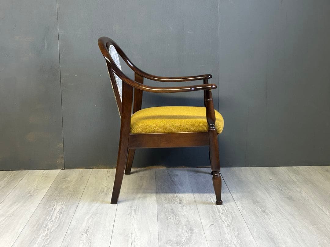 リメイク品　尾州生地　イエロー座面　カリモク　コロニアル　アームソファ　NI