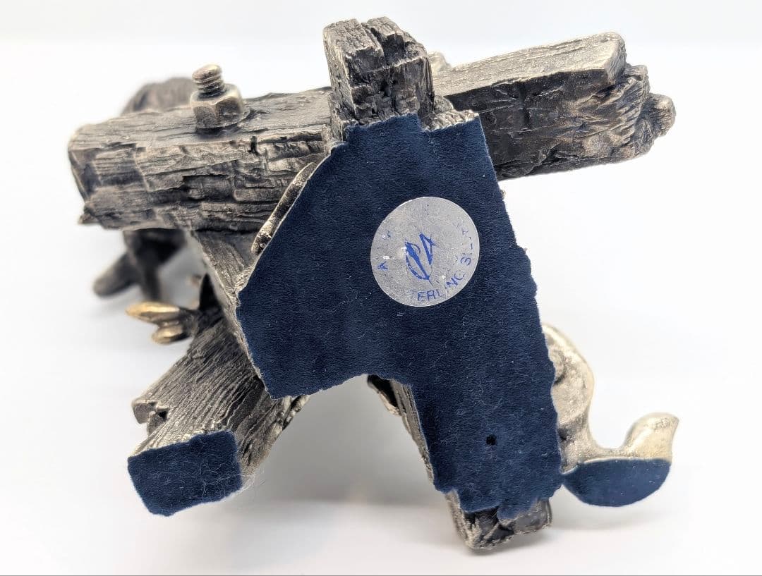 【極希少・重量630g】英国 カントリーアーティスト 純銀張り オブジェ 小鳥