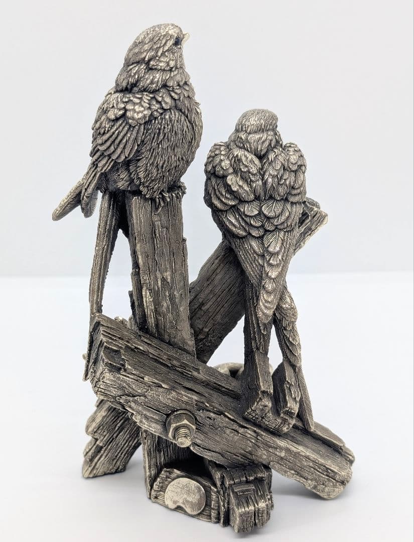 【極希少・重量630g】英国 カントリーアーティスト 純銀張り オブジェ 小鳥