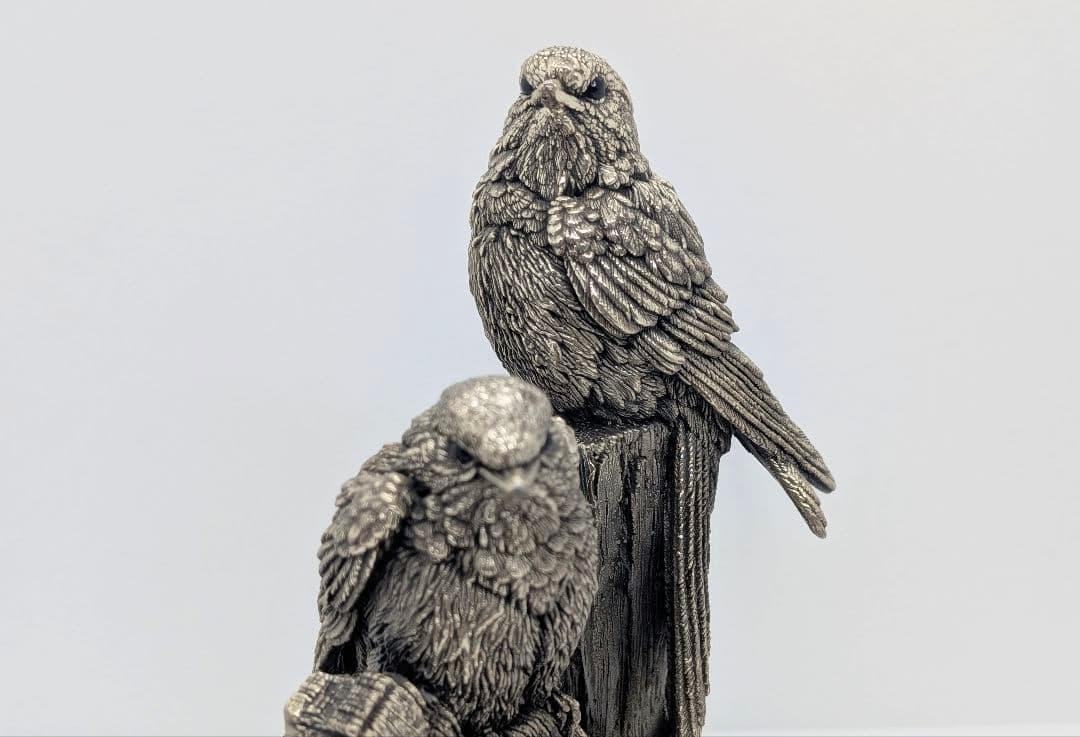 【極希少・重量630g】英国 カントリーアーティスト 純銀張り オブジェ 小鳥